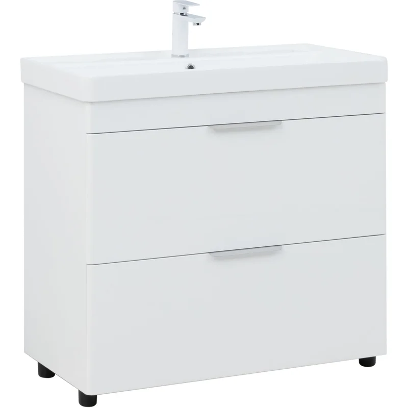 Тумба под раковину Aquanet Ирис New 90 напольная, белый глянец