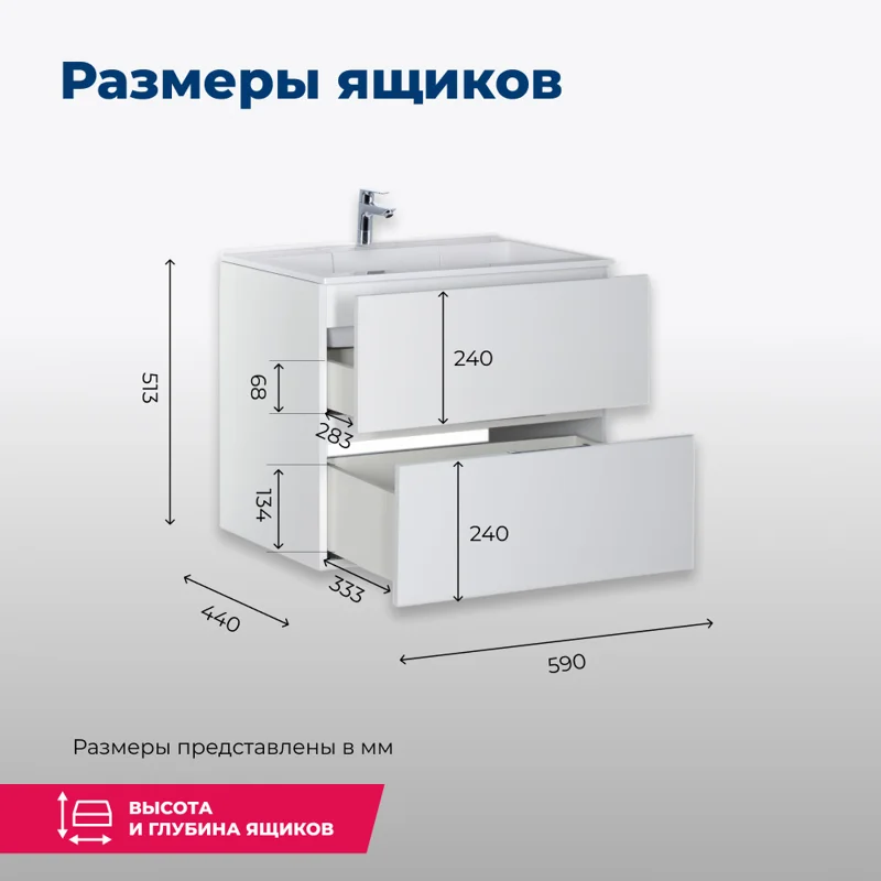 Тумба под раковину Aquanet Алвита 60 белый