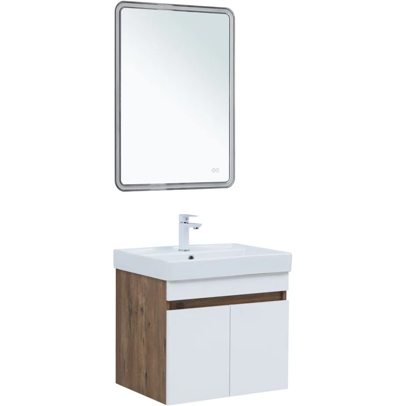 Тумба под раковину Aquanet Оптима 60 дуб рустикальный/белый сатин