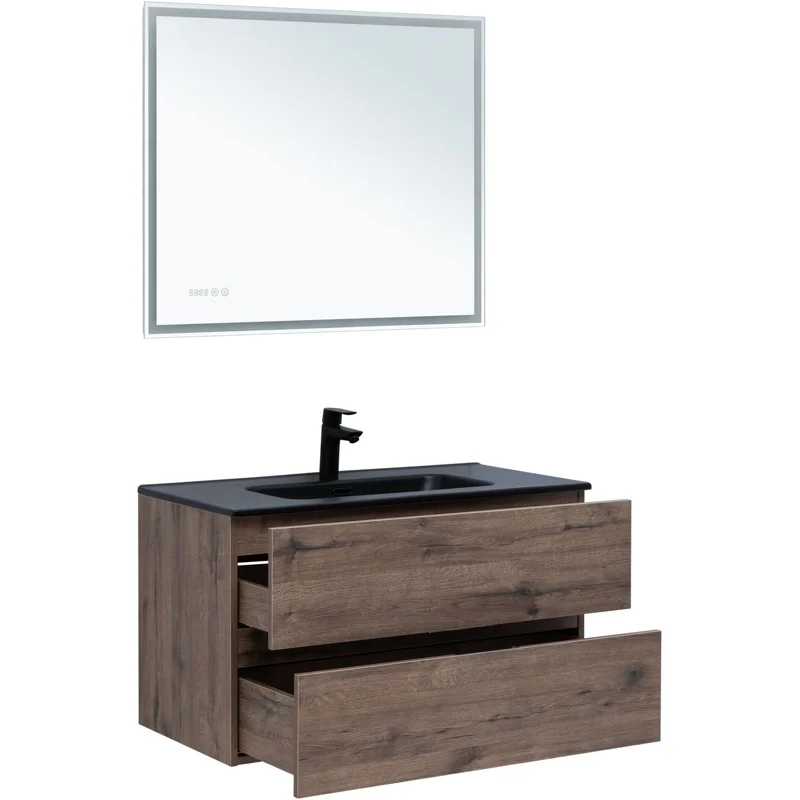 Тумба под раковину Aquanet Алвита New 90 2 ящика, дуб веллингтон табак