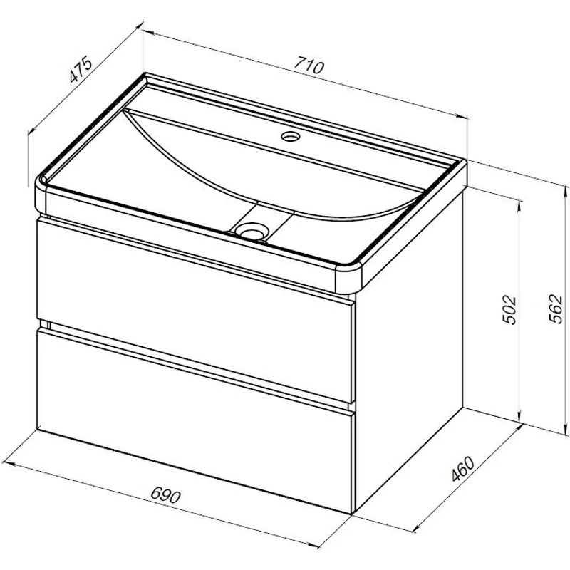 Тумба под раковину Aquanet Вега 2.0 70 мисти грин