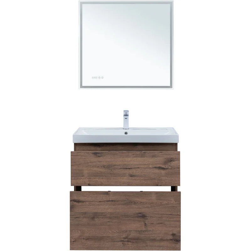 Тумба под раковину Aquanet Алвита New 80 напольная, дуб веллингтон табак