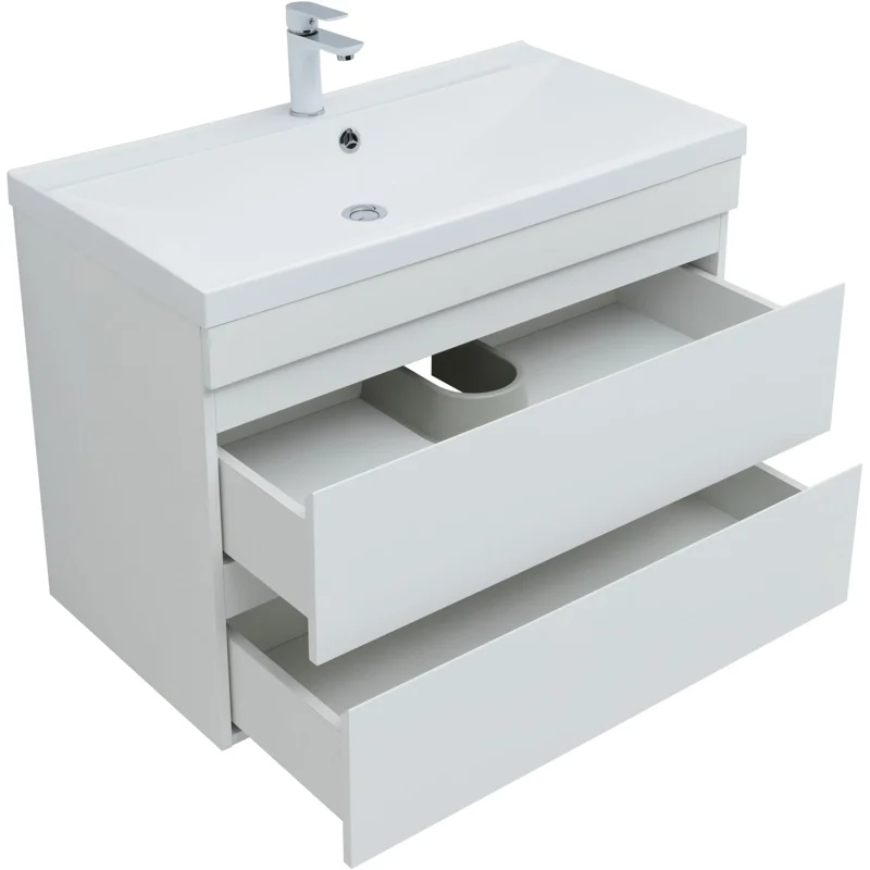 Тумба под раковину Aquanet Нота New 90 белый глянец