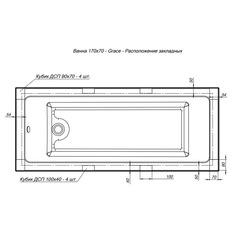 Акриловая ванна Aquanet Grace 170x70 (с каркасом)