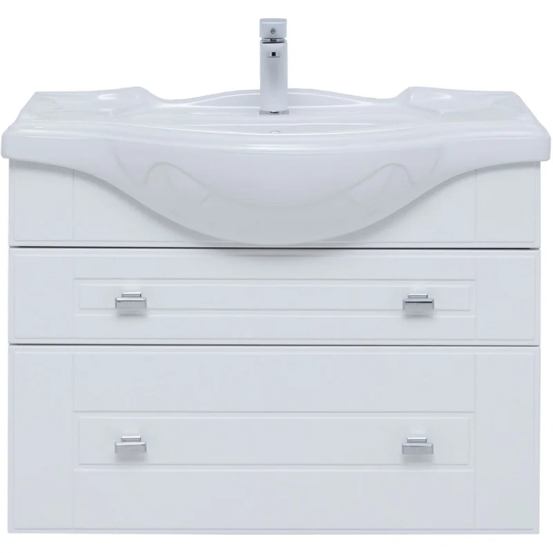 Тумба под раковину Aquanet Рондо 85 белый глянец