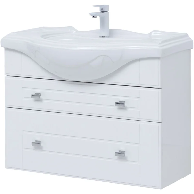 Тумба под раковину Aquanet Рондо 85 белый глянец