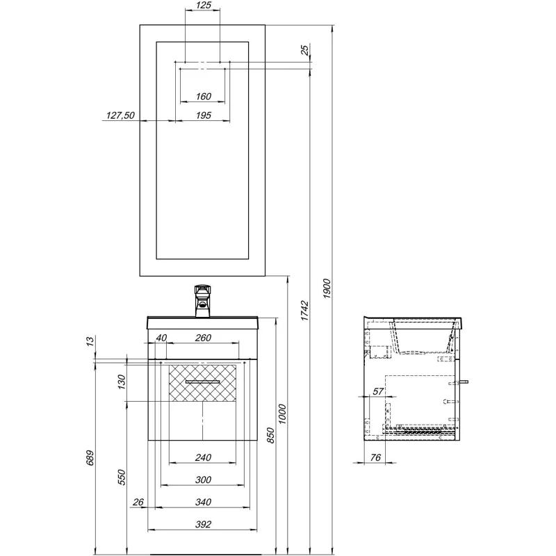 Тумба под раковину Aquanet Нота 40 белый