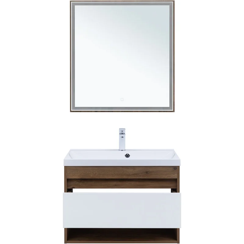 Тумба под раковину Aquanet Тренд 75 дуб рустикальный/белый сатин