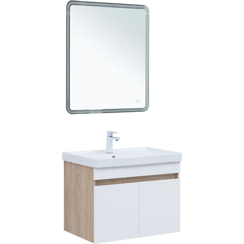 Тумба под раковину Aquanet Оптима 70 дуб светлый/белый сатин