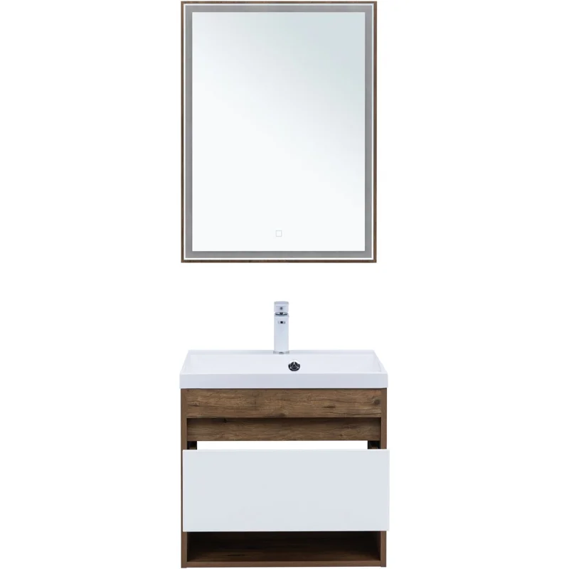 Тумба под раковину Aquanet Тренд 60 дуб рустикальный/белый сатин