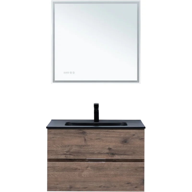 Тумба под раковину Aquanet Алвита New 80 2 ящика, дуб веллингтон табак