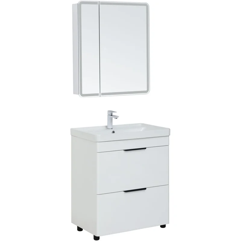 Тумба под раковину Aquanet Ирис New 70 белый глянец (2 ящика, ножки)