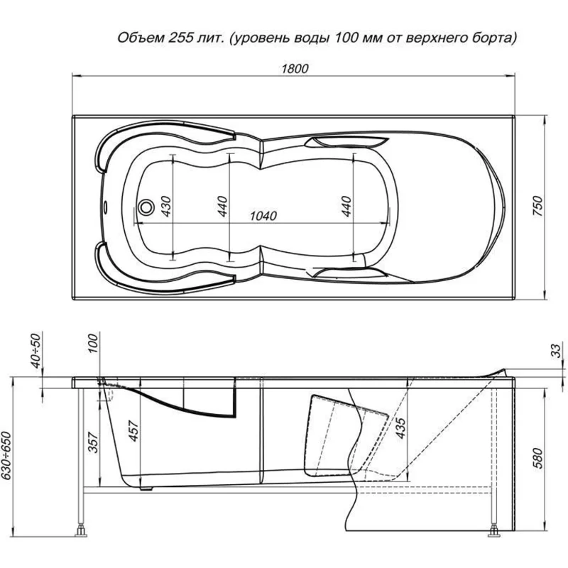 Акриловая ванна Aquanet Viola NEW 180x75