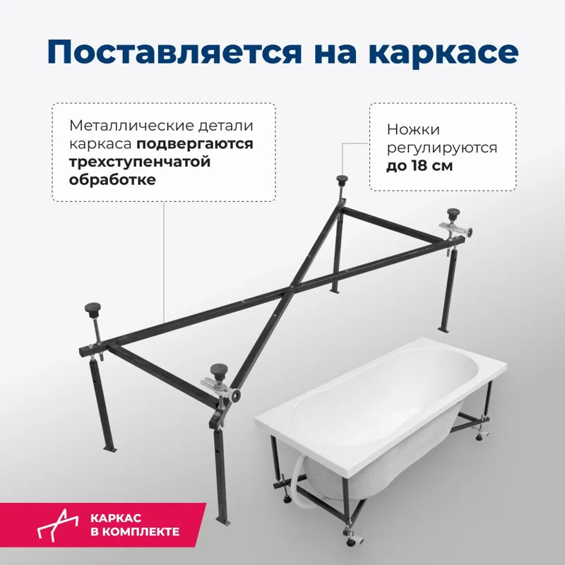 Акриловая ванна Aquanet Light 150x70 (с каркасом)