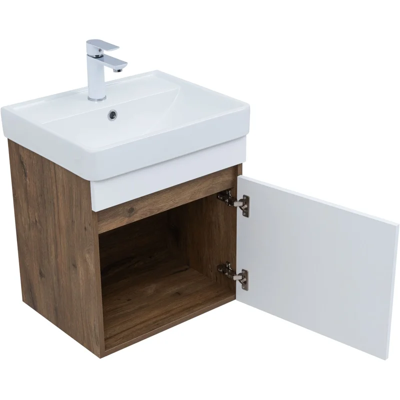 Тумба под раковину Aquanet Оптима 50 дуб рустикальный/белый сатин