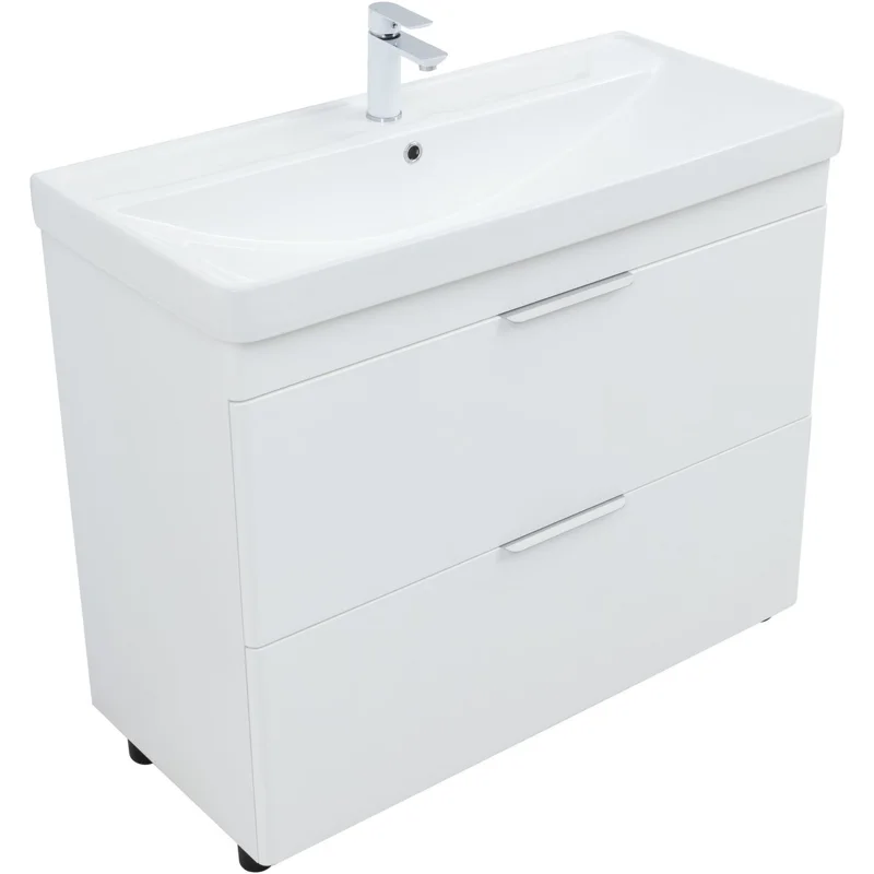 Тумба под раковину Aquanet Ирис New 100 напольная, белый глянец