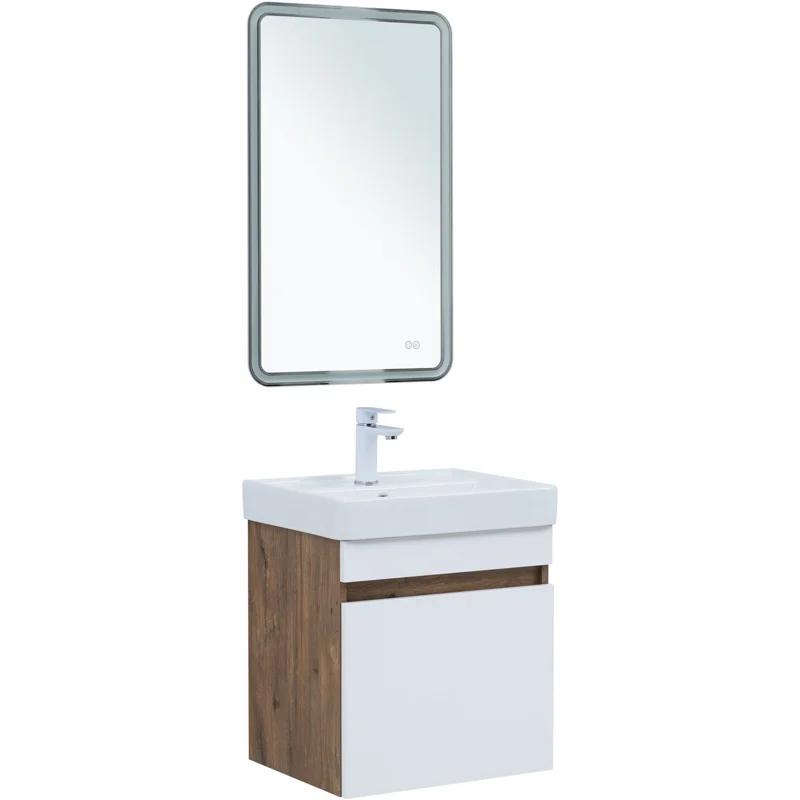 Тумба под раковину Aquanet Оптима 50 дуб рустикальный/белый сатин