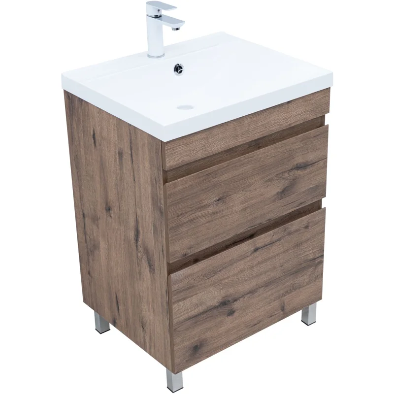 Тумба под раковину Aquanet Нота New 60 напольная, дуб веллингтон табак