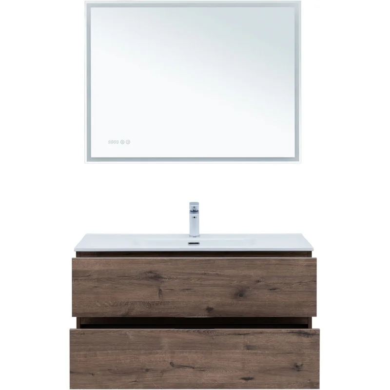 Тумба под раковину Aquanet Алвита New 100 2 ящика, дуб веллингтон табак