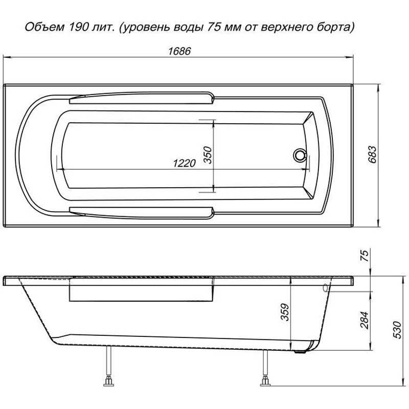 Акриловая ванна Aquanet Extra 170x70