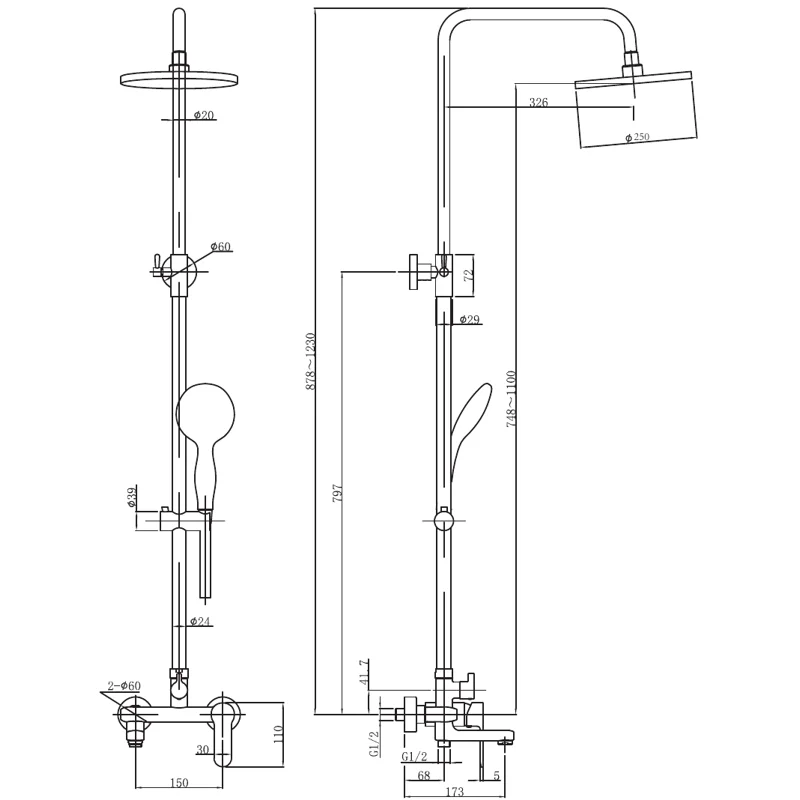 Душевая стойка Aquanet Passion R3 AF300-72-R-B