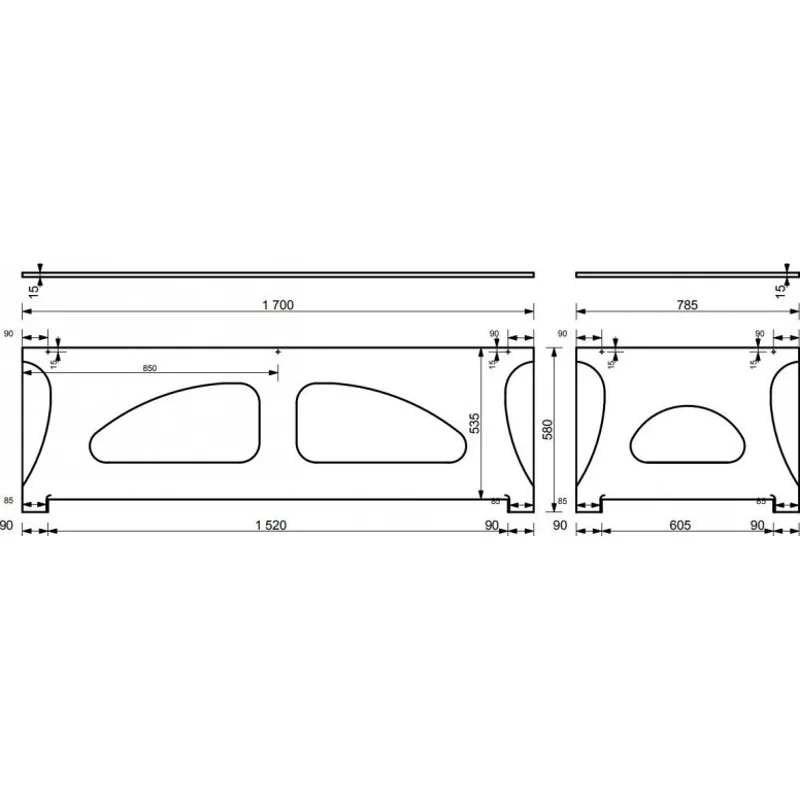 Фронтальный экран Aquanet Bright Stone 170х60
