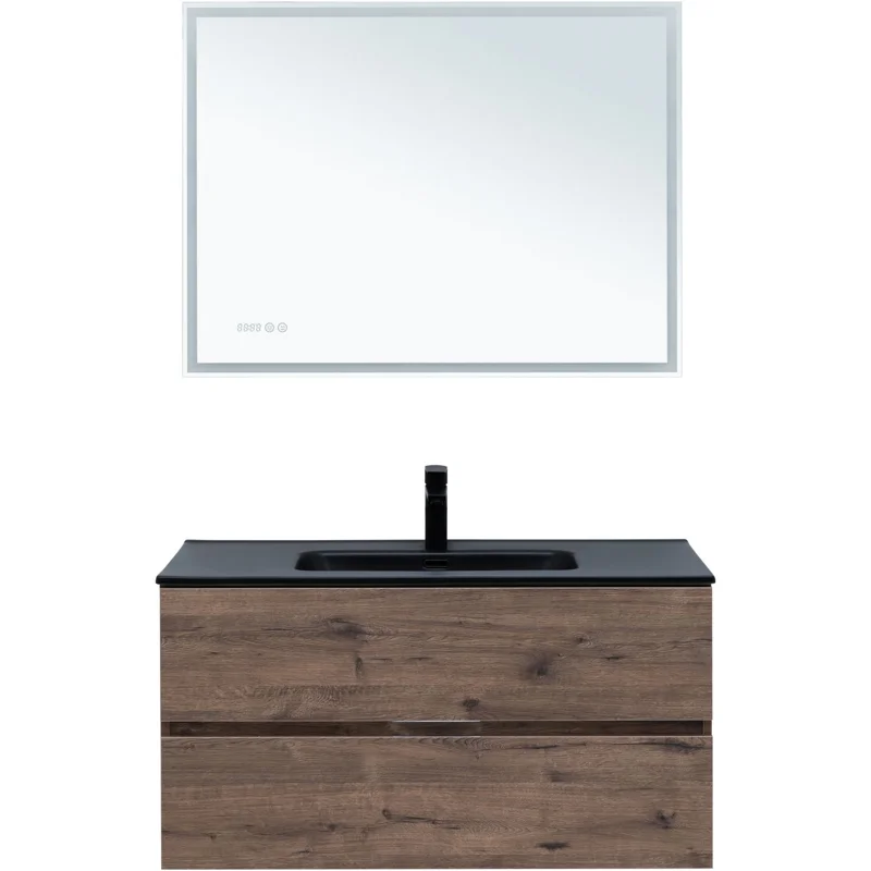 Тумба под раковину Aquanet Алвита New 100 2 ящика, дуб веллингтон табак