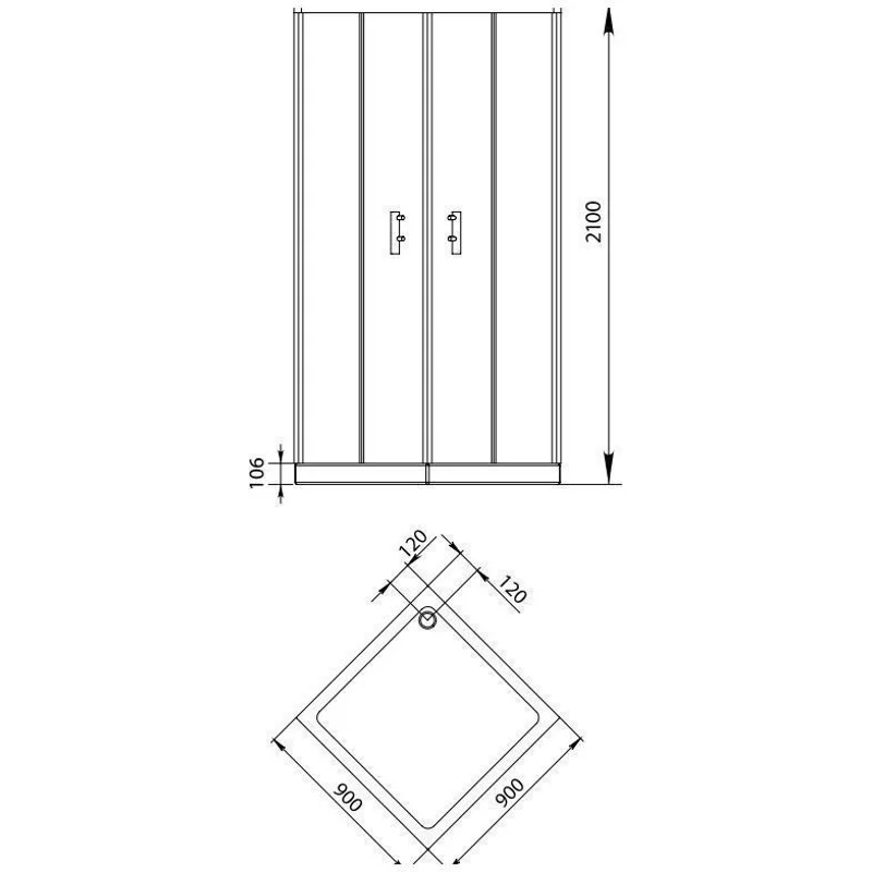 Душевой уголок Aquanet Alfa Cube NAA1142 90x90, прозрачное стекло