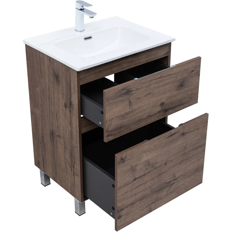 Тумба под раковину Aquanet Алвита New 60 напольная, дуб веллингтон табак