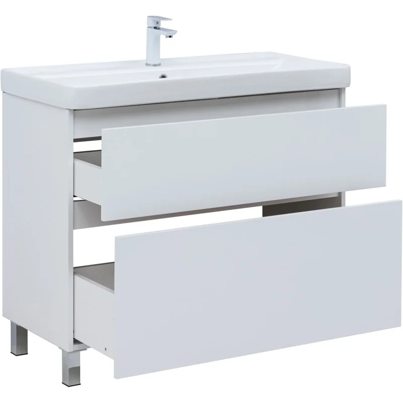 Тумба под раковину Aquanet Вега 100 напольная, белый глянец