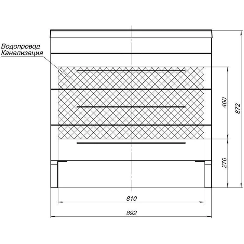 Тумба с раковиной Aquanet Верона 90 белый (напольная 3 ящика)