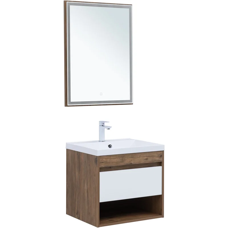 Тумба под раковину Aquanet Тренд 60 дуб рустикальный/белый сатин