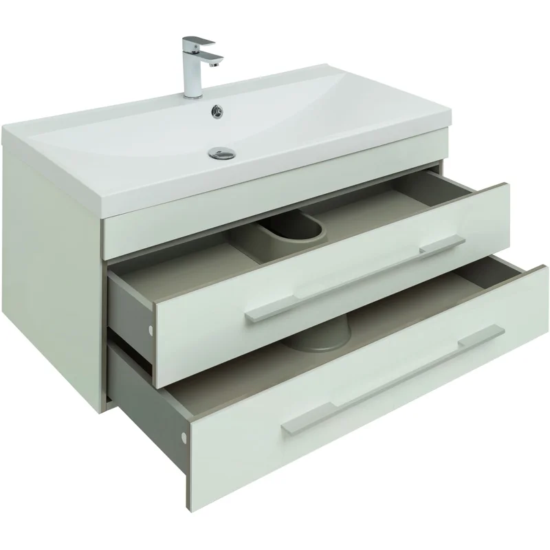 Тумба с раковиной Aquanet Верона 100 белый (подвесная 2 ящика)