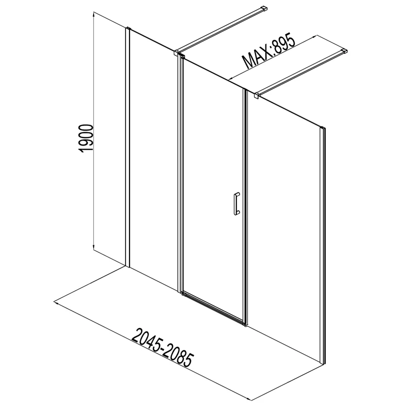 Душевая дверь Aquanet Cinetic 210, прозрачное стекло (AE12-N-120H190U-CT + AE12-F-90H190U-CT)