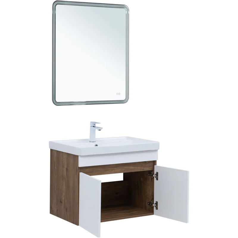 Тумба под раковину Aquanet Оптима 70 дуб рустикальный/белый сатин