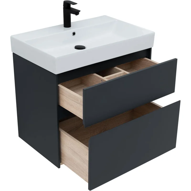 Тумба под раковину Aquanet Бруклин 70 антрацит матовый