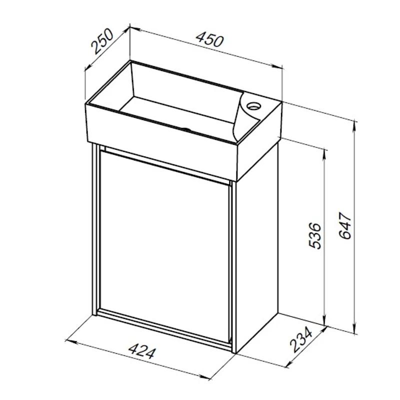 Тумба под раковину Aquanet Милан 45 белый глянец