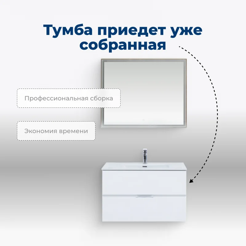 Тумба под раковину Aquanet Алвита New 80 2 ящика, белый матовый