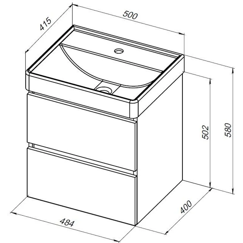 Тумба под раковину Aquanet Вега 2.0 50 мисти грин