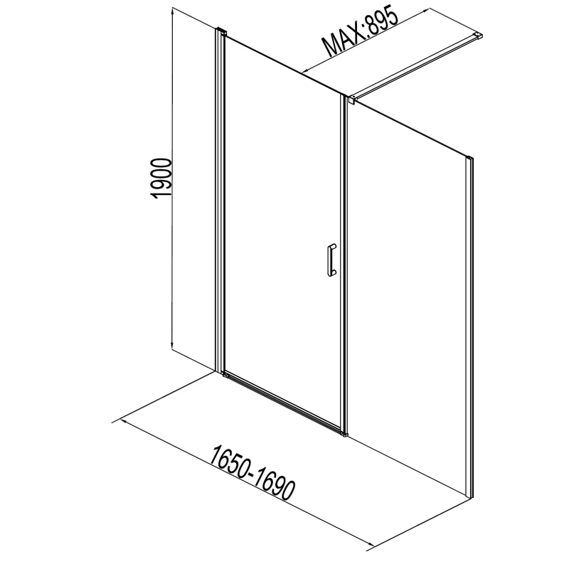 Душевая дверь Aquanet Cinetic 170, прозрачное стекло (AE12-N-80H190U-CT + AE12-F-90H190U-CT)