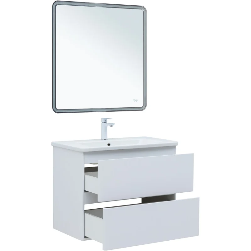 Тумба под раковину Aquanet Эмбер 80 белый матовый