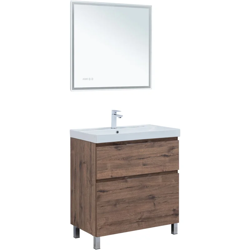 Тумба под раковину Aquanet Алвита New 80 напольная, дуб веллингтон табак