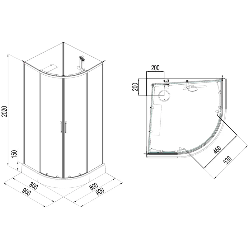 Душевая кабина Aquanet Passion EVO R white 90x90 набор 1