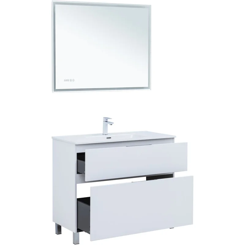 Тумба под раковину Aquanet Алвита New 100 напольная, белый матовый