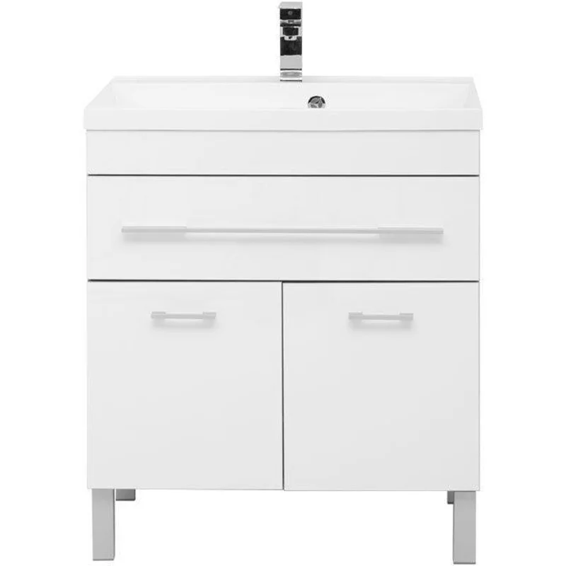 Тумба с раковиной Aquanet Верона 75 белый (напольная 1 ящик 2 дверцы)