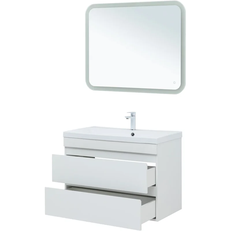 Тумба под раковину Aquanet Нота New 90 белый глянец