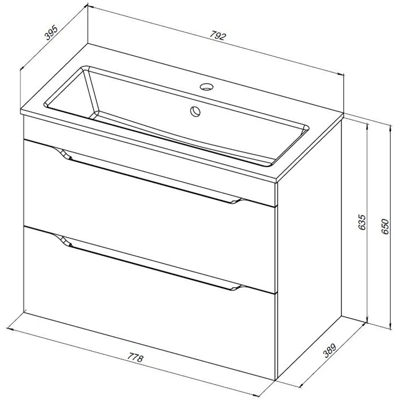 Тумба под раковину Aquanet Практика 80 маренго