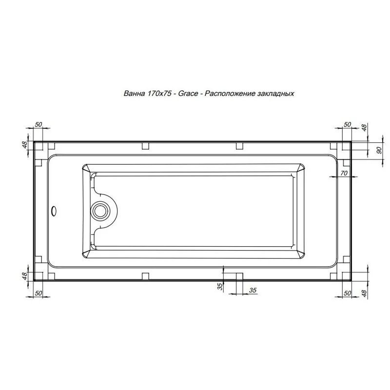 Акриловая ванна Aquanet Grace 170x75 (с каркасом)