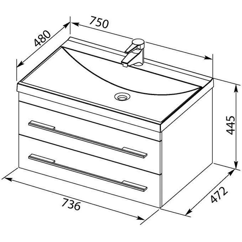 Раковина Aquanet Нота 75