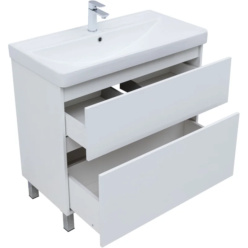 Тумба под раковину Aquanet Вега 90 напольная, белый глянец